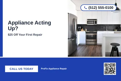 Bold Color Block · Bottom Bar: Appliance Acting Up?