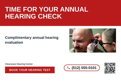 Bold Color Block · Horizontal Bands: Time For Your Annual Hearing Check