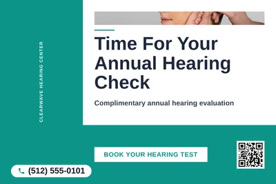 Bold Color Block · L-Shape Block: Time For Your Annual Hearing Check