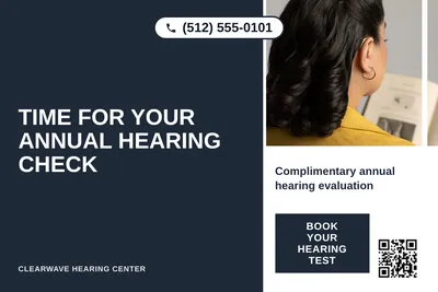 Bold Color Block · Vertical Split: Time For Your Annual Hearing Check