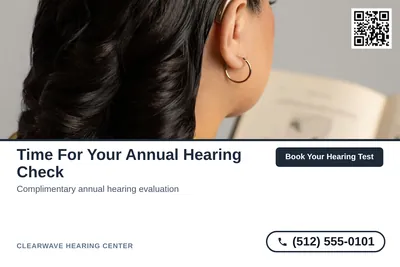 Clean Photo · Photo Top, Text Bottom: Time For Your Annual Hearing Check