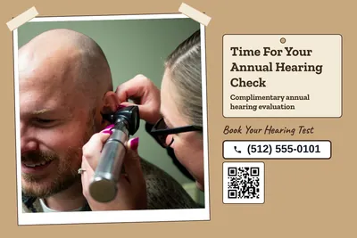Kraft and stamp · Photo Hero: Time For Your Annual Hearing Check