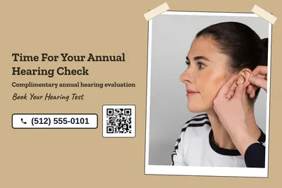Kraft and stamp · Split: Time For Your Annual Hearing Check