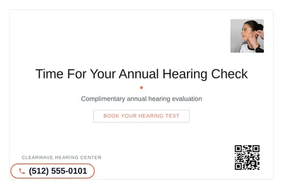 Minimal White · Card Inset: Time For Your Annual Hearing Check