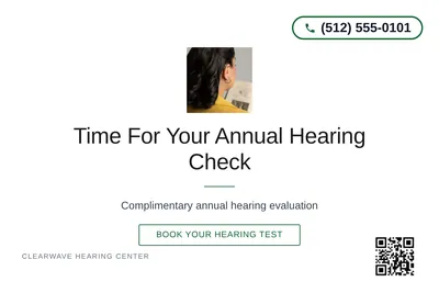 Minimal White · Centered Elegant: Time For Your Annual Hearing Check