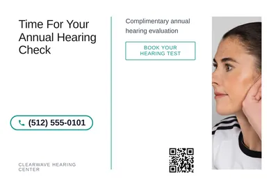 Minimal White · Split Vertical: Time For Your Annual Hearing Check