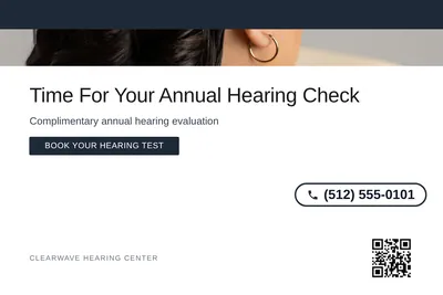 Minimal White · Top Bar: Time For Your Annual Hearing Check