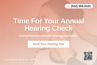 Modern Gradient · Centered Stack: Time For Your Annual Hearing Check