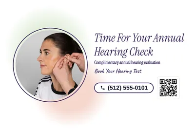 Soft watercolour · Photo Frame: Time For Your Annual Hearing Check