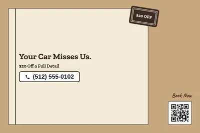 Kraft and stamp · Checklist: Your Car Misses Us.