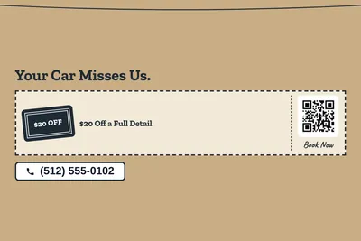 Kraft and stamp · Coupon: Your Car Misses Us.