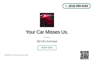Minimal White · Centered Elegant: Your Car Misses Us.