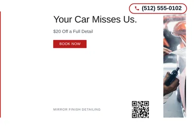 Minimal White · Left-Aligned Editorial: Your Car Misses Us.