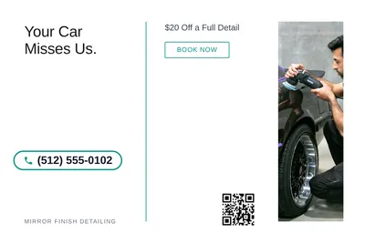 Minimal White · Split Vertical: Your Car Misses Us.