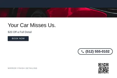Minimal White · Top Bar: Your Car Misses Us.