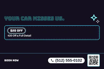 Neon night · Checklist: Your Car Misses Us.