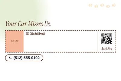 Soft watercolour · Coupon: Your Car Misses Us.