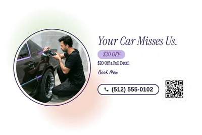 Soft watercolour · Photo Frame: Your Car Misses Us.