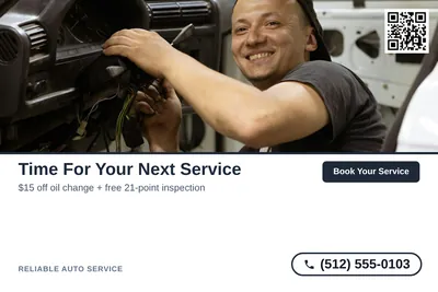 Clean Photo · Photo Top, Text Bottom: Time For Your Next Service