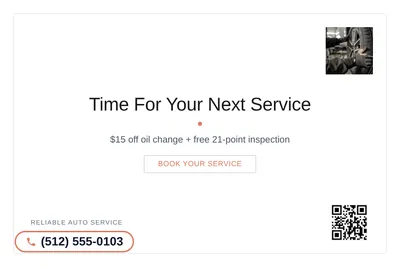 Minimal White · Card Inset: Time For Your Next Service