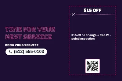 Neon night · Coupon: Time For Your Next Service