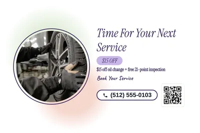 Soft watercolour · Photo Frame: Time For Your Next Service