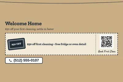 Kraft and stamp · Coupon: Welcome Home