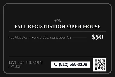 Art deco · Offer Menu: Fall Registration Open House