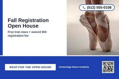 Bold Color Block · Bottom Bar: Fall Registration Open House