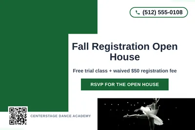 Bold Color Block · Corner Accent: Fall Registration Open House