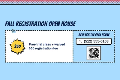 Comic pop · Coupon: Fall Registration Open House