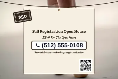 Kraft and stamp · Phone Billboard: Fall Registration Open House