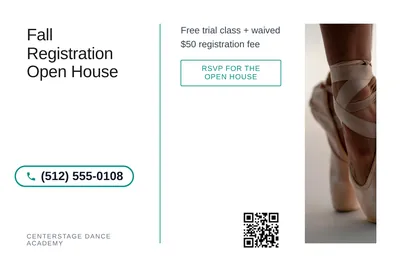 Minimal White · Split Vertical: Fall Registration Open House