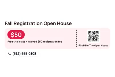Modern · Coupon: Fall Registration Open House