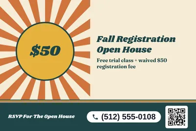 Retro 70s · Big Offer: Fall Registration Open House