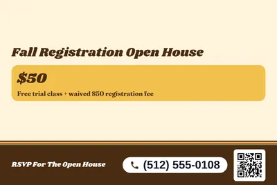 Retro 70s · Offer Menu: Fall Registration Open House