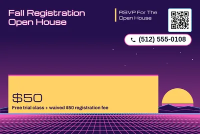 Synthwave · Offer Menu: Fall Registration Open House