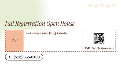 Soft watercolour · Coupon: Fall Registration Open House
