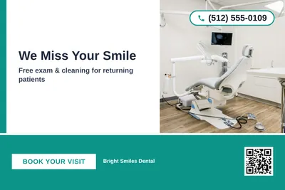 Bold Color Block · Bottom Bar: We Miss Your Smile
