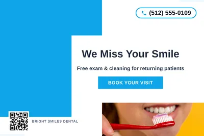 Bold Color Block · Corner Accent: We Miss Your Smile