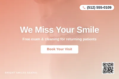 Modern Gradient · Centered Stack: We Miss Your Smile