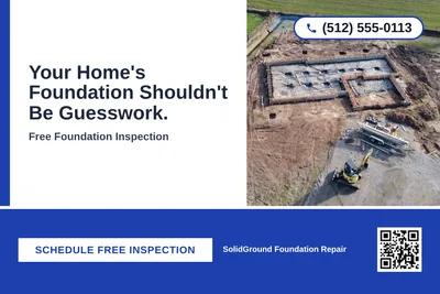 Bold Color Block · Bottom Bar: Your Home's Foundation Shouldn't Be Guesswork.