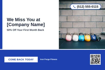 Bold Color Block · Bottom Bar: We Miss You at [Company Name]