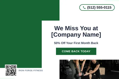 Bold Color Block · Corner Accent: We Miss You at [Company Name]