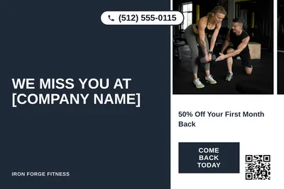 Bold Color Block · Vertical Split: We Miss You at [Company Name]
