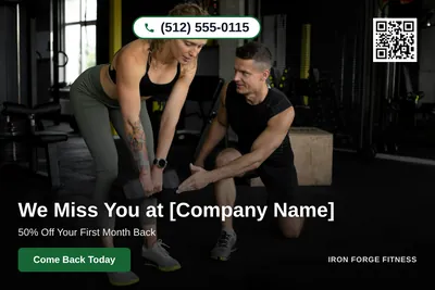 Clean Photo · Full Photo Overlay: We Miss You at [Company Name]