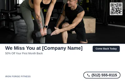 Clean Photo · Photo Top, Text Bottom: We Miss You at [Company Name]