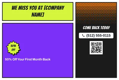 Comic pop · Offer Menu: We Miss You at [Company Name]