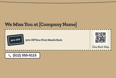 Kraft and stamp · Coupon: We Miss You at [Company Name]
