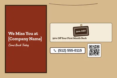 Kraft and stamp · Offer Menu: We Miss You at [Company Name]